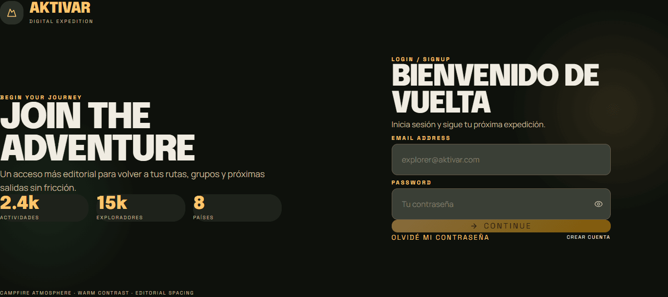 Captura de acceso de Aktivar.